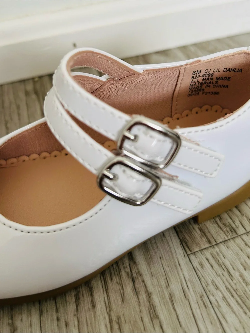 White  Kids Shoes Christie & Jill with Double Strap 6M